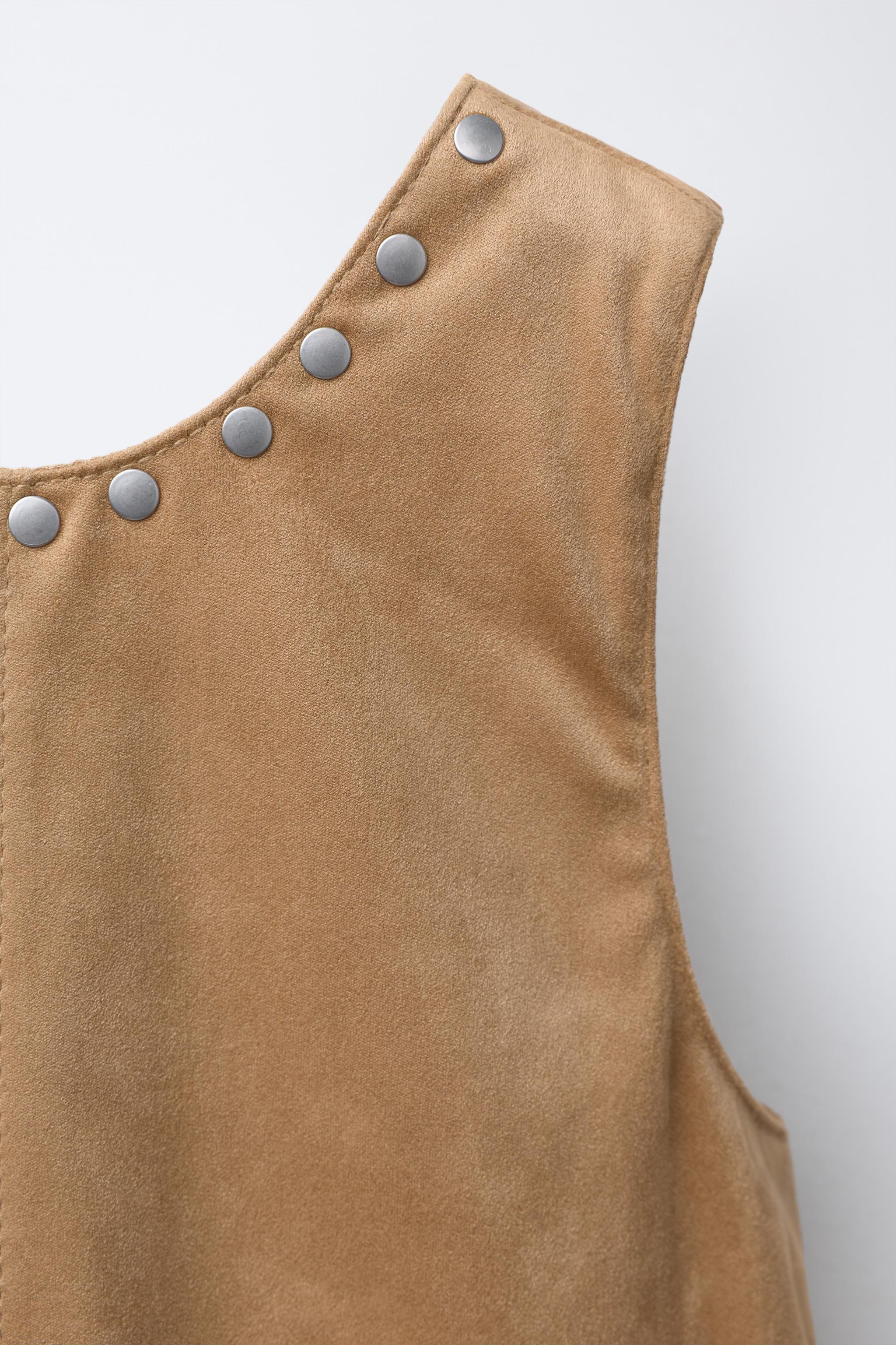 STUDDED FAUX SUEDE DRESS